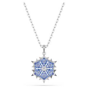 Magic pendant Snowflake, Blue, Rhodium plated