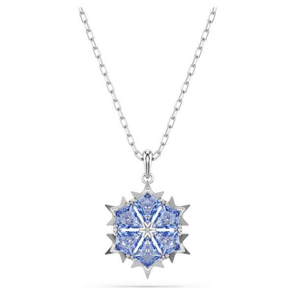 Magic pendant Snowflake, Blue, Rhodium plated
