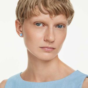 Magic stud earrings Snowflake, Blue, Rhodium plated