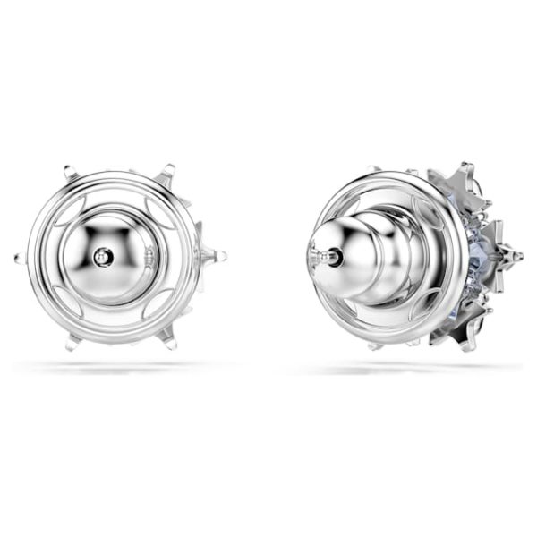 Magic stud earrings Snowflake, Blue, Rhodium plated - Image 5