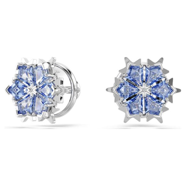 Magic stud earrings Snowflake, Blue, Rhodium plated - Image 6