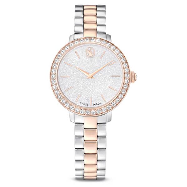 Matrix 3-link watch Swiss Made, Metal bracelet, Silver tone, Rose gold-tone finish - Image 2
