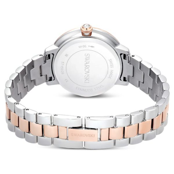 Matrix 3-link watch Swiss Made, Metal bracelet, Silver tone, Rose gold-tone finish - Image 4