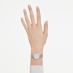 Matrix 3-link watch Swiss Made, Metal bracelet, Silver tone, Rose gold-tone finish