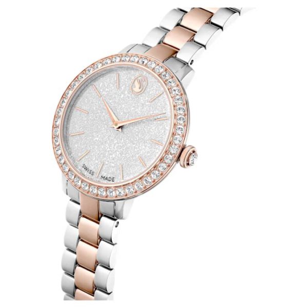 Matrix 3-link watch Swiss Made, Metal bracelet, Silver tone, Rose gold-tone finish - Image 5