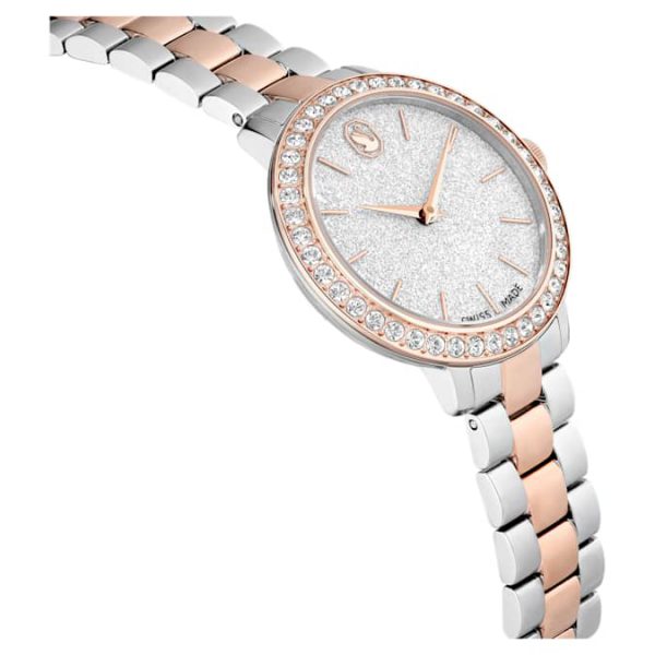 Matrix 3-link watch Swiss Made, Metal bracelet, Silver tone, Rose gold-tone finish - Image 6