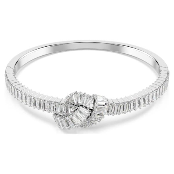 Matrix bangle Baguette cut, Knot, White, Rhodium plated - Image 2