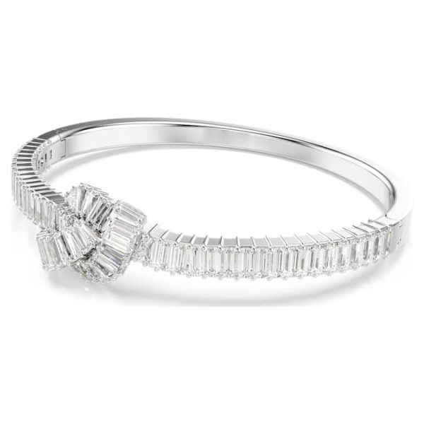 Matrix bangle Baguette cut, Knot, White, Rhodium plated - Image 3