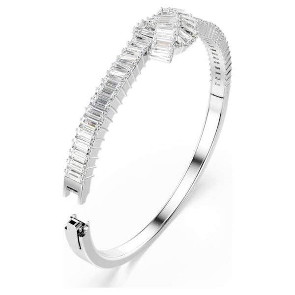 Matrix bangle Baguette cut, Knot, White, Rhodium plated - Image 4