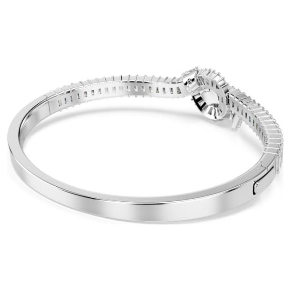 Matrix bangle Baguette cut, Knot, White, Rhodium plated - Image 6