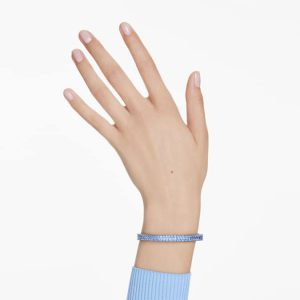 Matrix bangle Baguette cut, Octagon shape, Blue, Ruthenium plated
