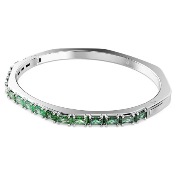 Matrix bangle Baguette cut, Octagon shape, Green, Rhodium plated - Image 3