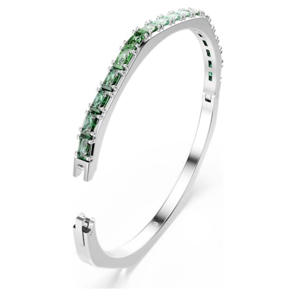Matrix bangle Baguette cut, Octagon shape, Green, Rhodium plated - Image 4