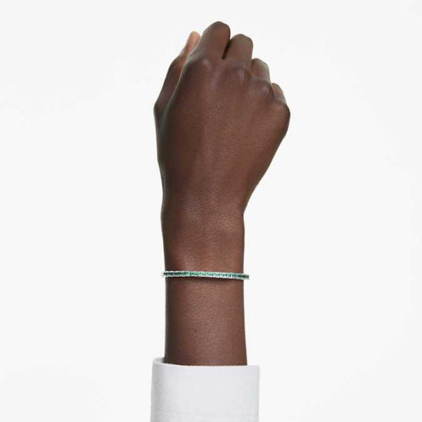 Matrix bangle Baguette cut, Octagon shape, Green, Rhodium plated - Image 7