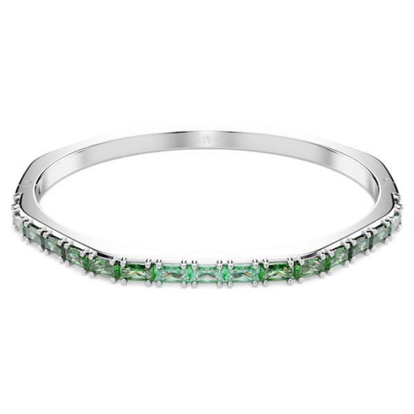 Matrix bangle Baguette cut, Octagon shape, Green, Rhodium plated - Image 8