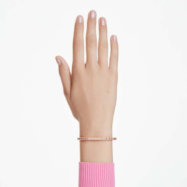 Matrix bangle Baguette cut, Octagon shape, Pink, Gold-tone plated