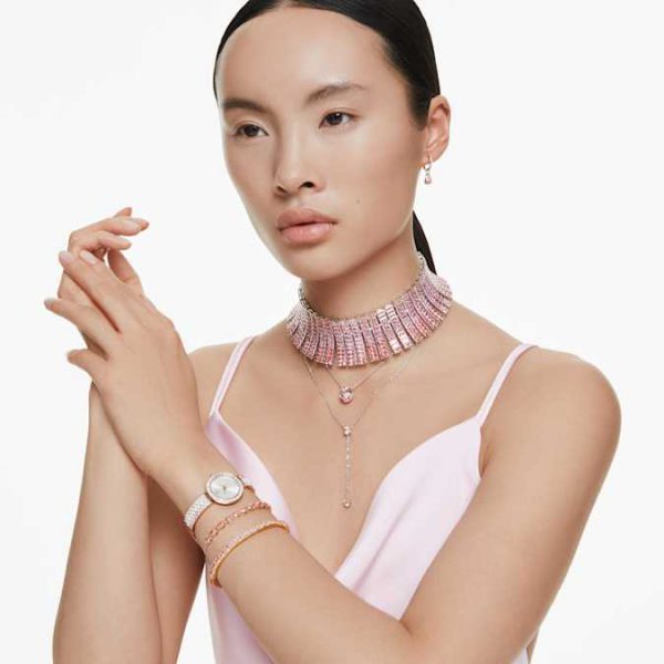 Matrix bangle Baguette cut, Octagon shape, Pink, Gold-tone plated - Image 7
