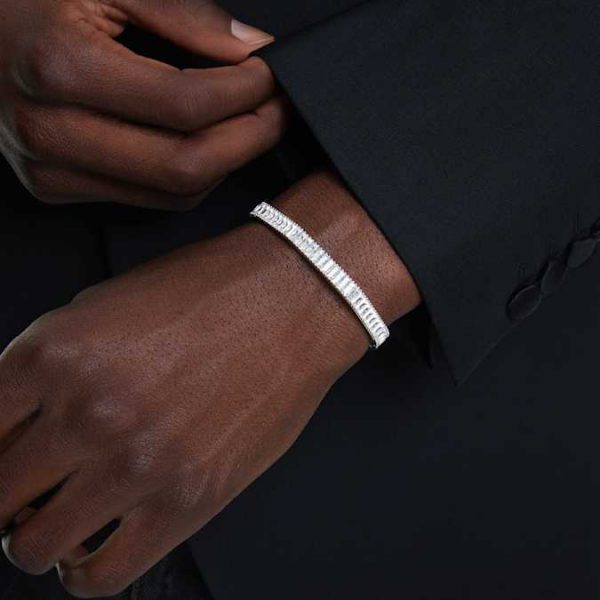 Matrix bangle Baguette cut, Octagon shape, White, Rhodium plated - Image 7