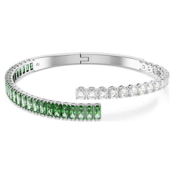Matrix bangle Mixed cuts, Green, Rhodium plated - Image 2