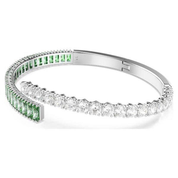 Matrix bangle Mixed cuts, Green, Rhodium plated - Image 3