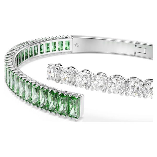 Matrix bangle Mixed cuts, Green, Rhodium plated - Image 5