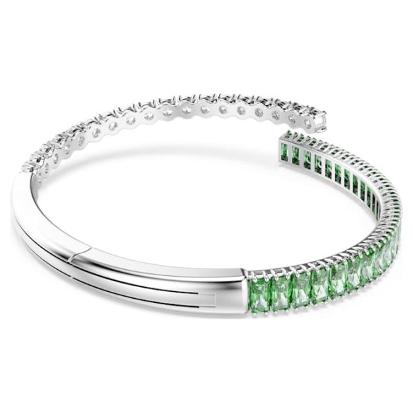 Matrix bangle Mixed cuts, Green, Rhodium plated - Image 6