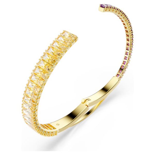 Matrix bangle Mixed cuts, Multicolored, Gold-tone plated - Image 4