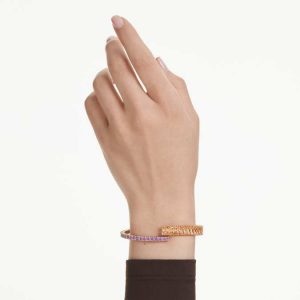 Matrix bangle Mixed cuts, Multicolored, Gold-tone plated