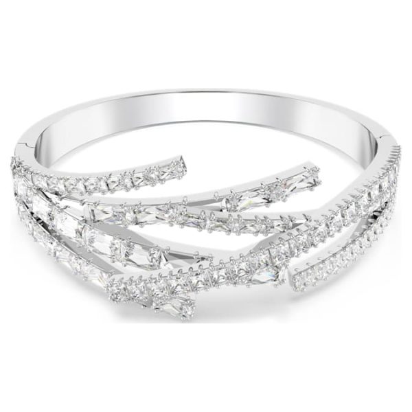 Matrix bangle Mixed cuts, White, Rhodium plated - Image 2