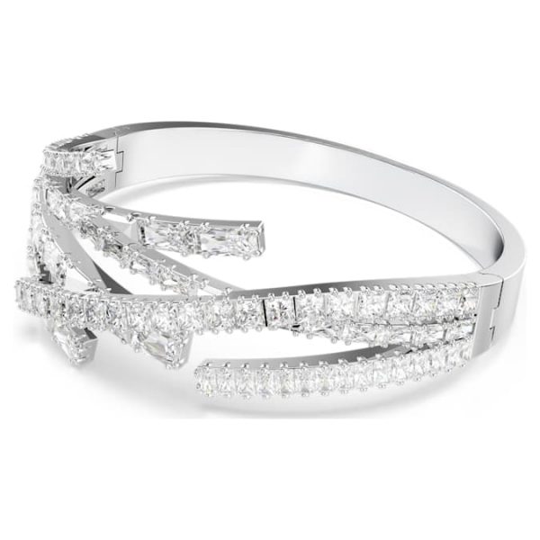 Matrix bangle Mixed cuts, White, Rhodium plated - Image 3
