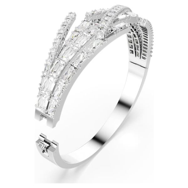 Matrix bangle Mixed cuts, White, Rhodium plated - Image 4