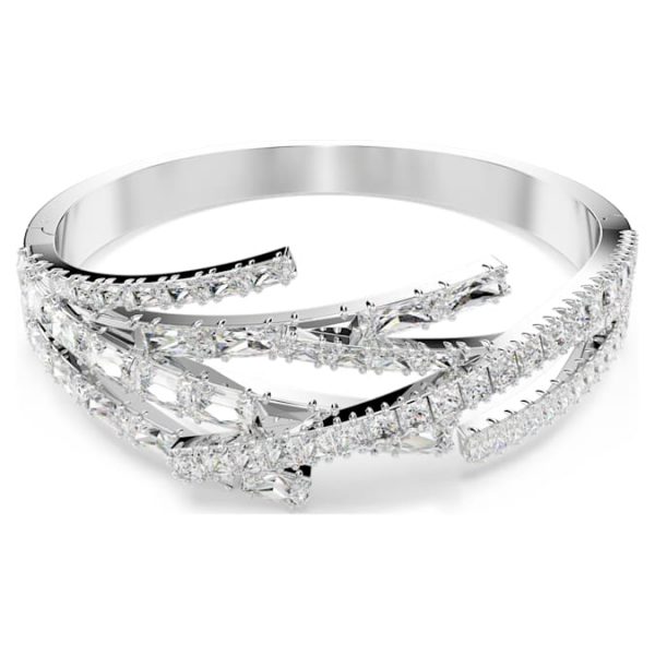Matrix bangle Mixed cuts, White, Rhodium plated - Image 8