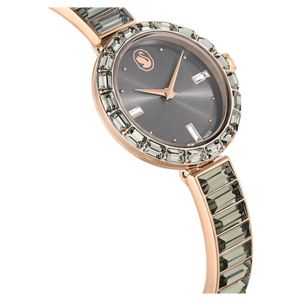 Matrix bangle watch Swiss Made, Crystal bracelet, Gray, Rose gold-tone finish - Image 7