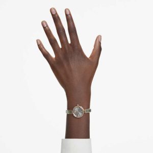 Matrix bangle watch Swiss Made, Crystal bracelet, Gray, Rose gold-tone finish