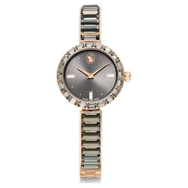Matrix bangle watch Swiss Made, Crystal bracelet, Gray, Rose gold-tone finish - Image 2
