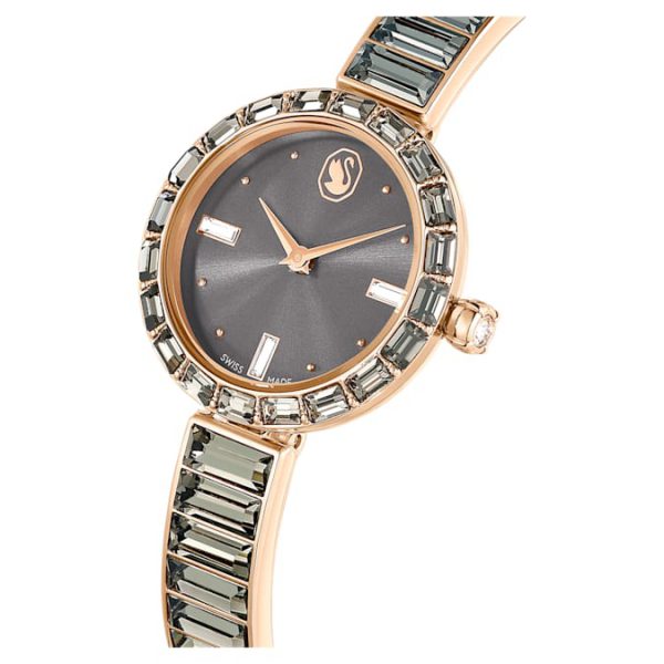 Matrix bangle watch Swiss Made, Crystal bracelet, Gray, Rose gold-tone finish - Image 5