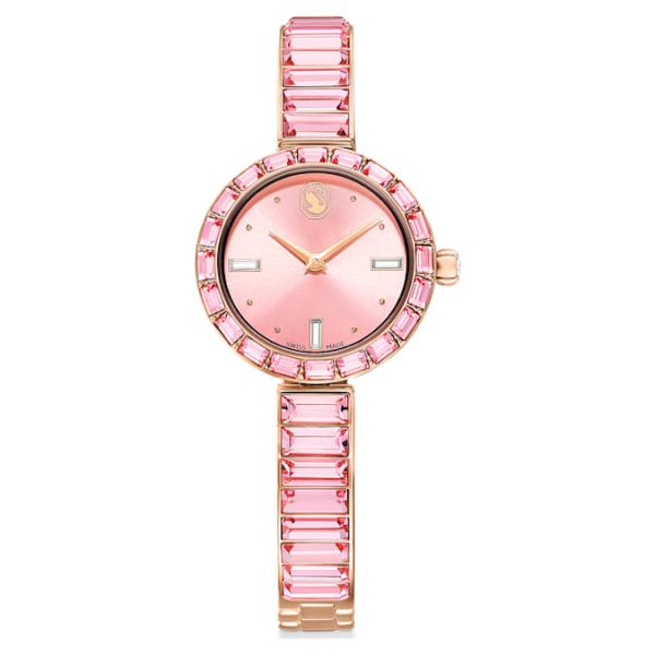 Matrix bangle watch Swiss Made, Crystal bracelet, Pink, Rose gold-tone finish - Image 2