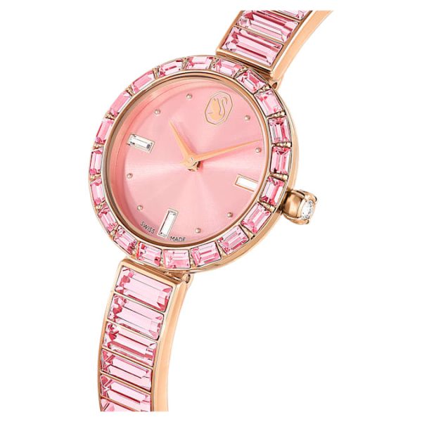 Matrix bangle watch Swiss Made, Crystal bracelet, Pink, Rose gold-tone finish - Image 5