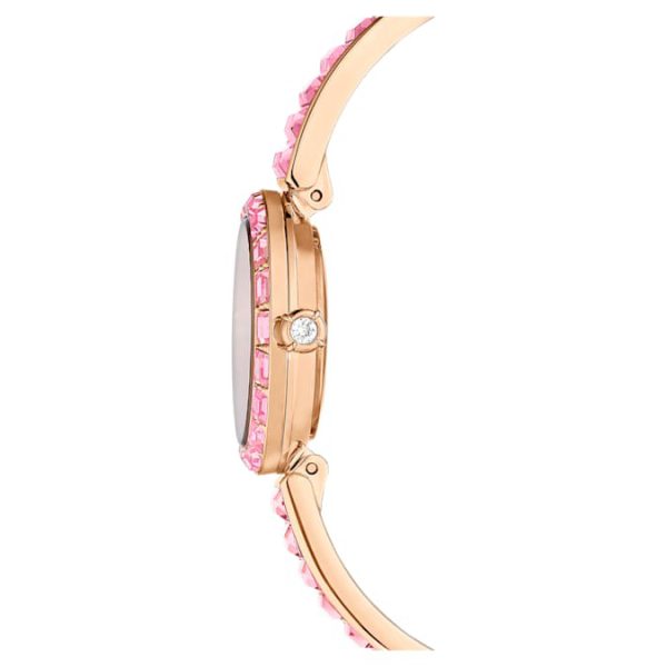 Matrix bangle watch Swiss Made, Crystal bracelet, Pink, Rose gold-tone finish - Image 6