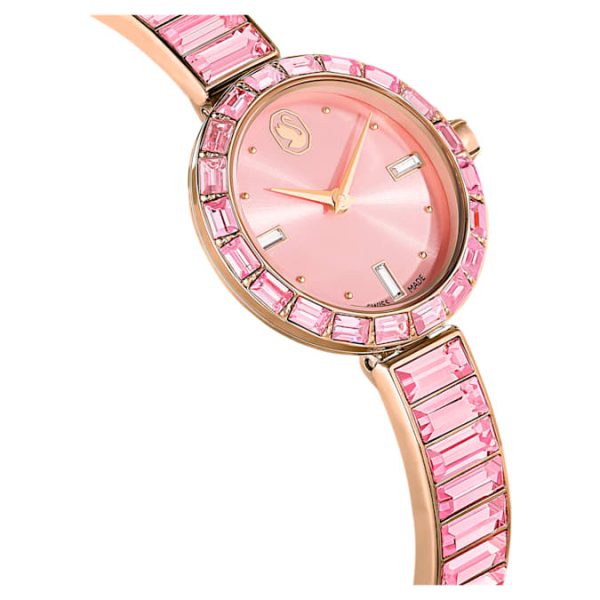 Matrix bangle watch Swiss Made, Crystal bracelet, Pink, Rose gold-tone finish - Image 7
