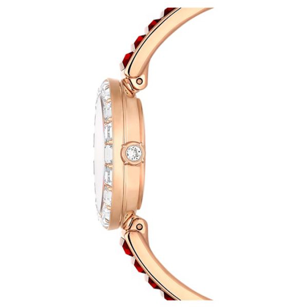 Matrix bangle watch Swiss Made, Crystal bracelet, Red, Rose gold-tone finish - Image 6
