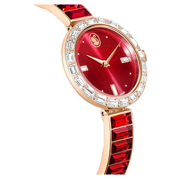 Matrix bangle watch Swiss Made, Crystal bracelet, Red, Rose gold-tone finish - Image 7