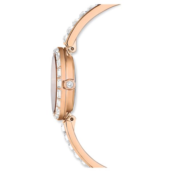 Matrix bangle watch Swiss Made, Crystal bracelet, White, Rose gold-tone finish - Image 6