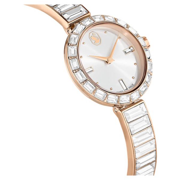 Matrix bangle watch Swiss Made, Crystal bracelet, White, Rose gold-tone finish - Image 7