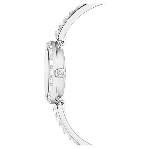 Matrix bangle watch Swiss Made, Crystal bracelet, White, Stainless Steel - Image 6