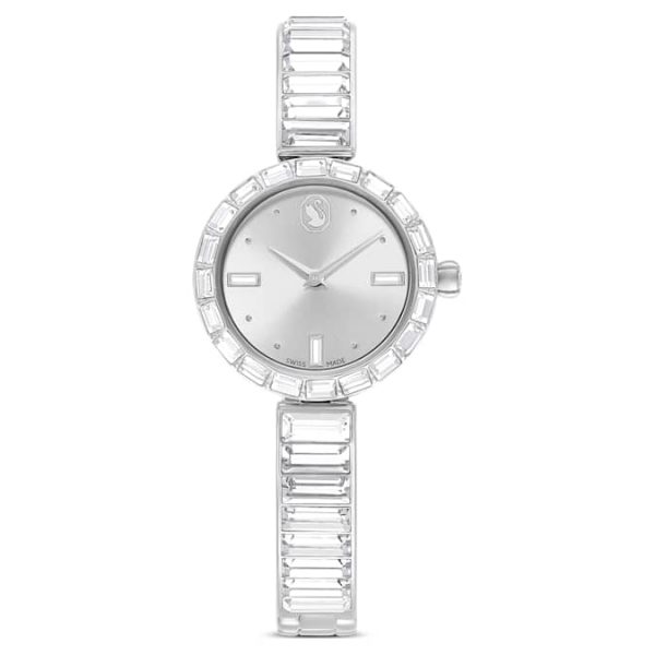 Matrix bangle watch Swiss Made, Crystal bracelet, White, Stainless Steel - Image 2