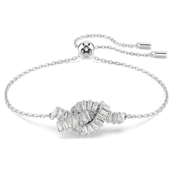 Matrix bracelet Baguette cut, Knot, White, Rhodium plated - Image 2
