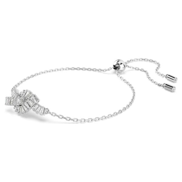 Matrix bracelet Baguette cut, Knot, White, Rhodium plated - Image 3