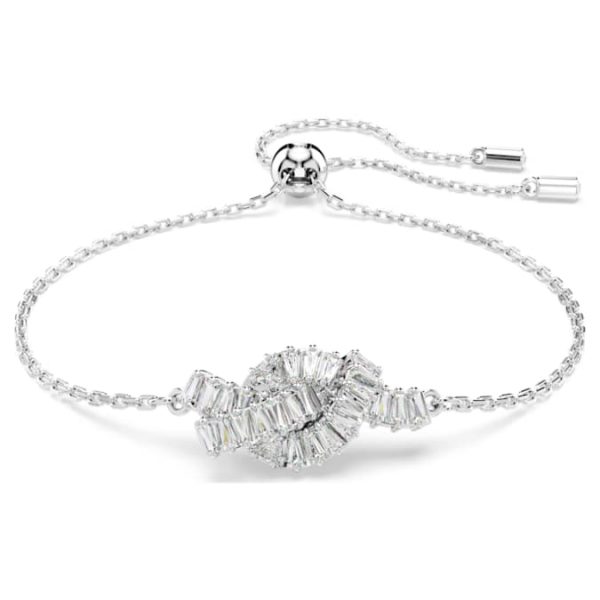 Matrix bracelet Baguette cut, Knot, White, Rhodium plated - Image 7