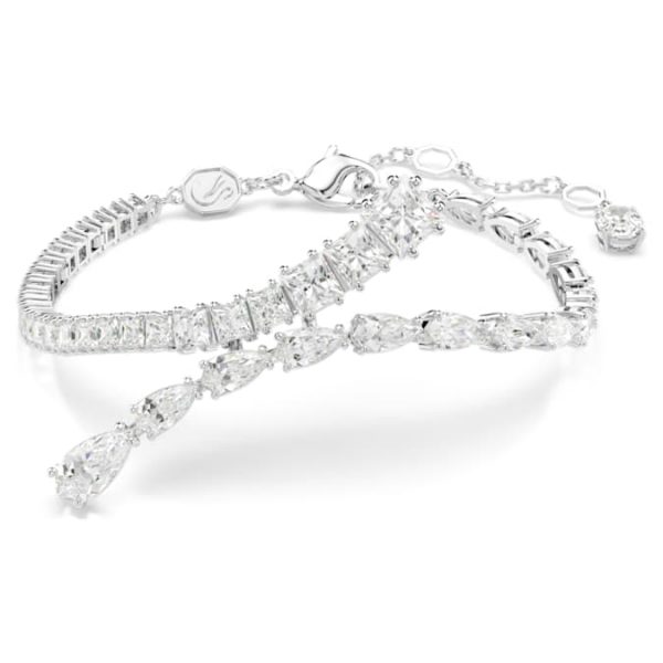 Matrix bracelet Mixed cuts, White, Rhodium plated - Image 6